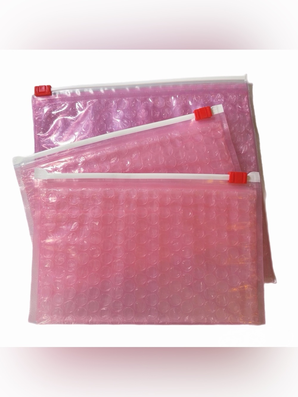 Glossier Pink Bubble Pouches - Set of 3